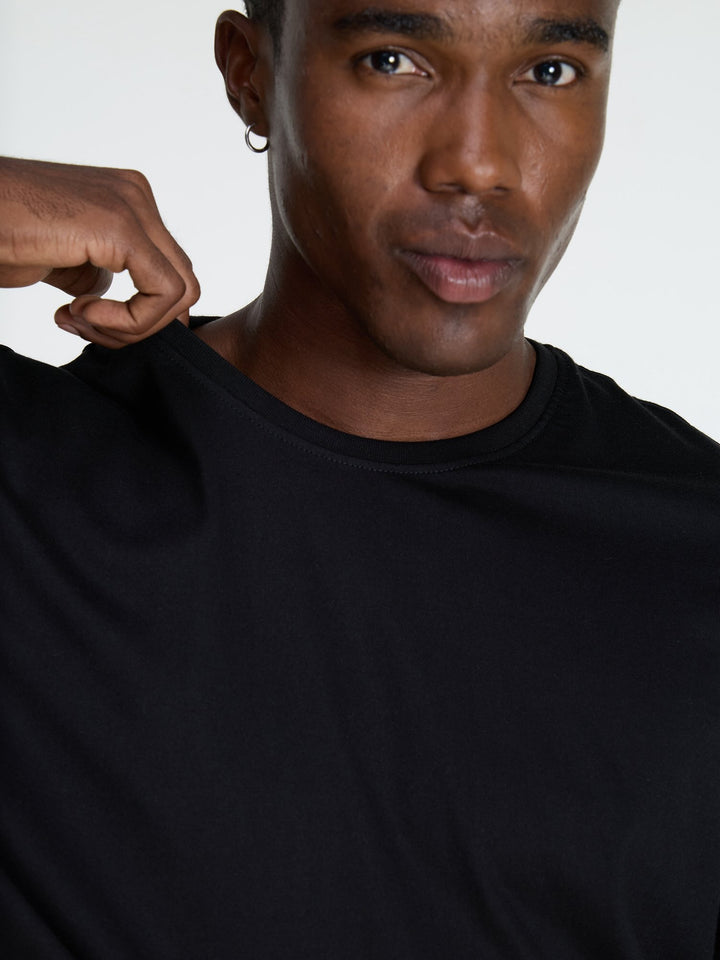 Black Supima Crew Neck T-shirt - Relaxed Fit