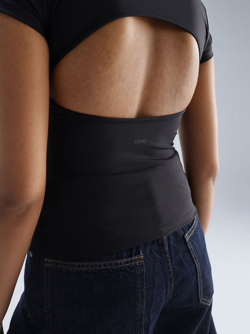 Black Sleek Backless Built-in Top