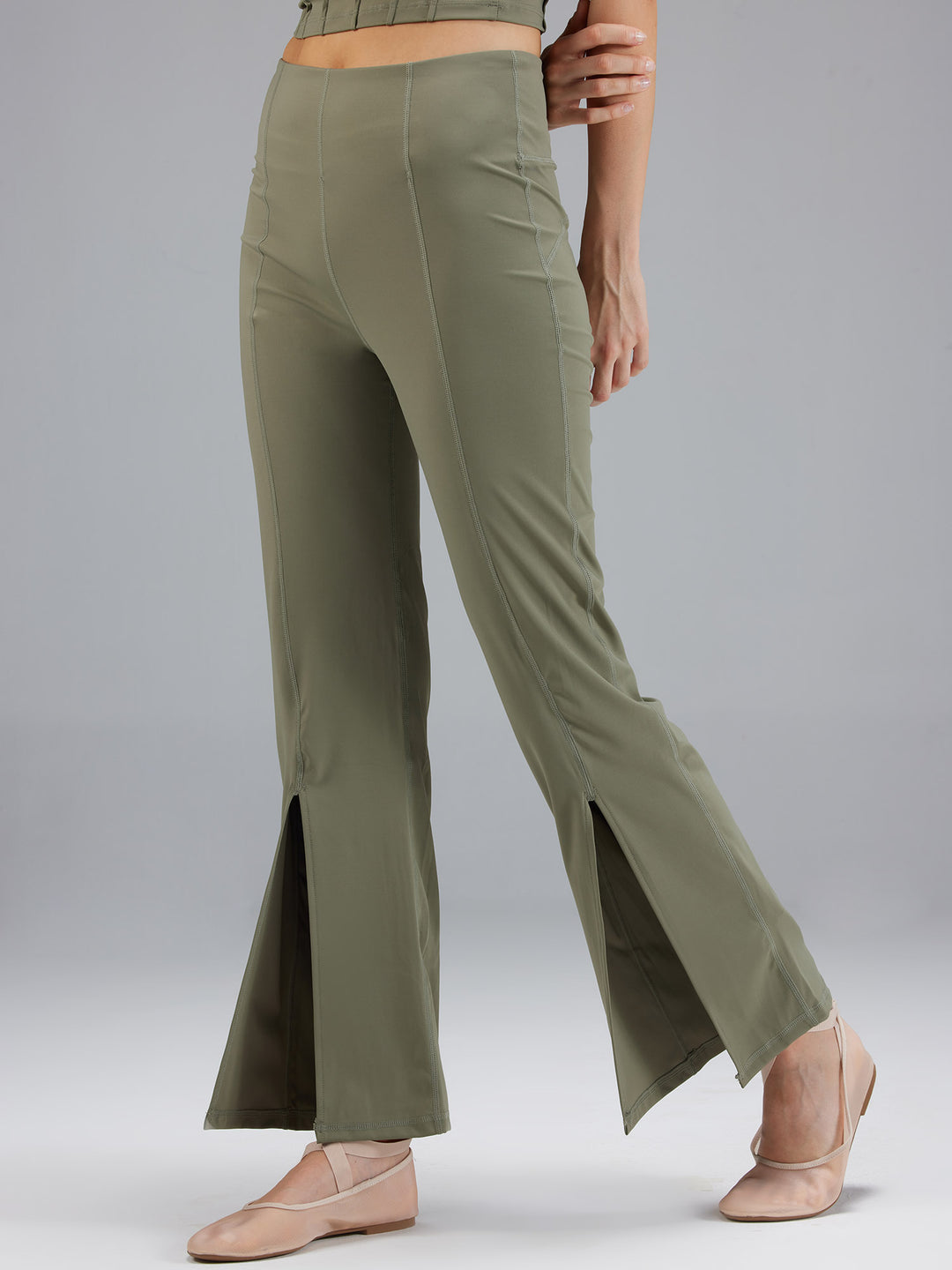 Olive Retro Flare Pants