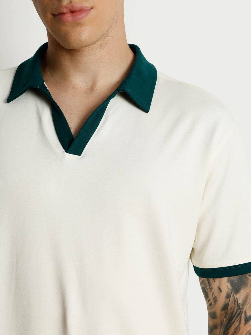 Ivory Contrast Collar Polo