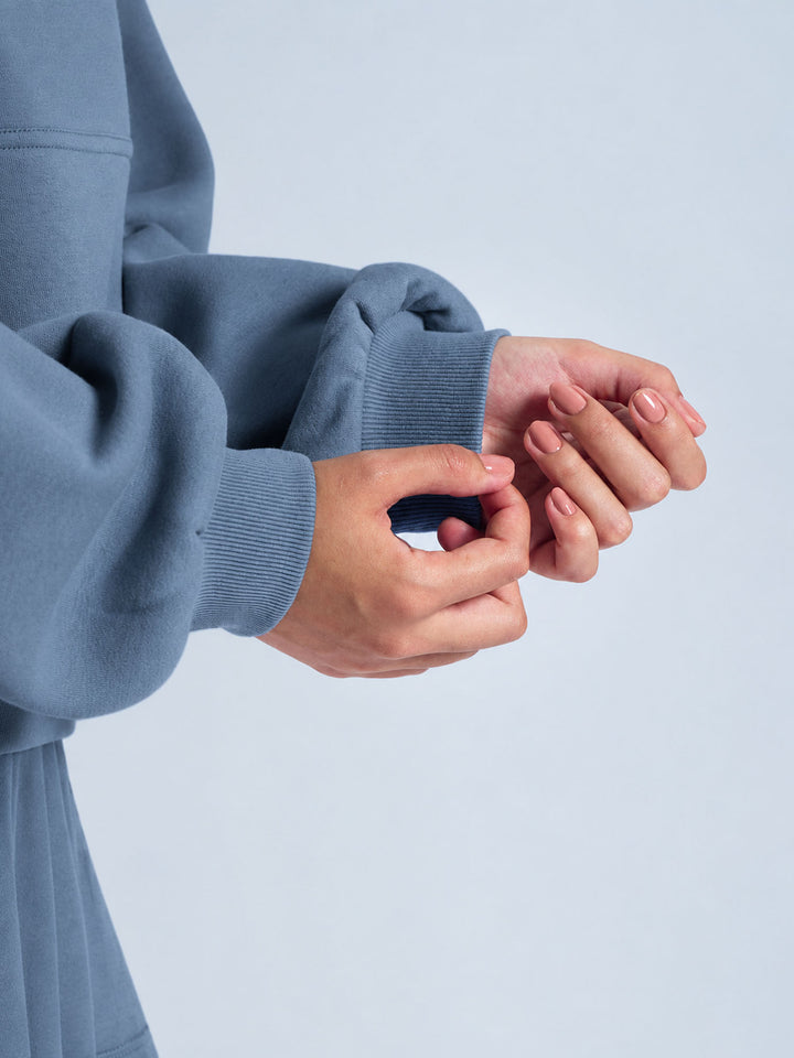 Blue Fleece Oversized Hoodie