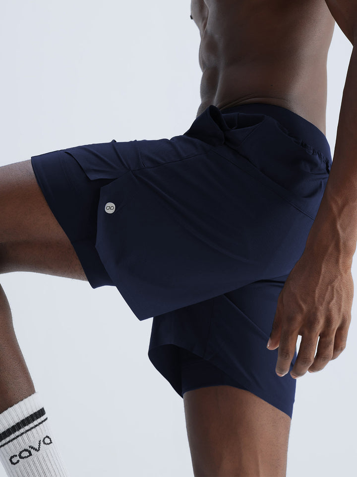 Navy 5" Double Layer Rift Shorts