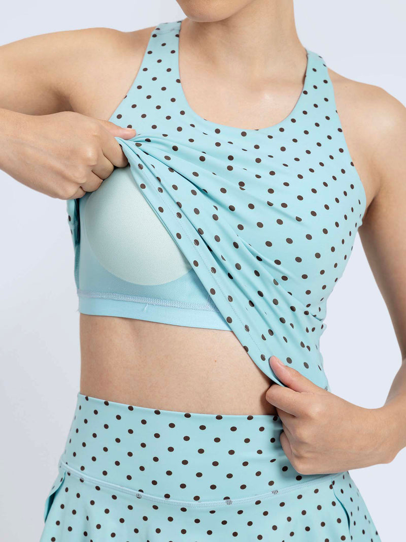 Blue  Polka Racerback Tank