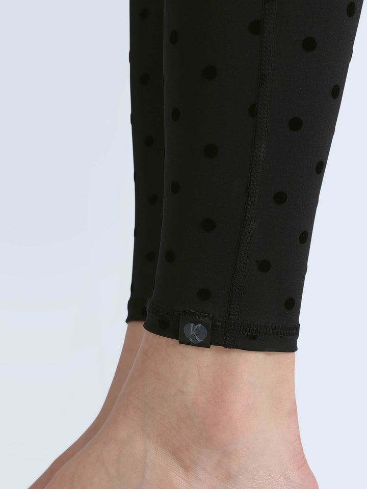 Black Polka Ruched Snug Leggings