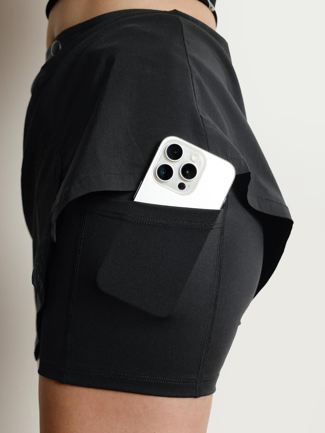 Black Wrap Woven Skorts