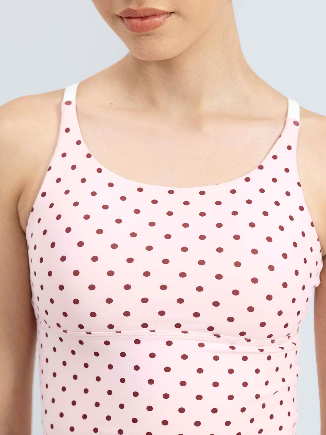 Blush Polka Cross Back Sports Bra