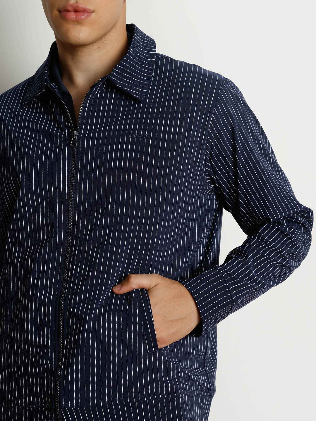 Navy Striped Shacket