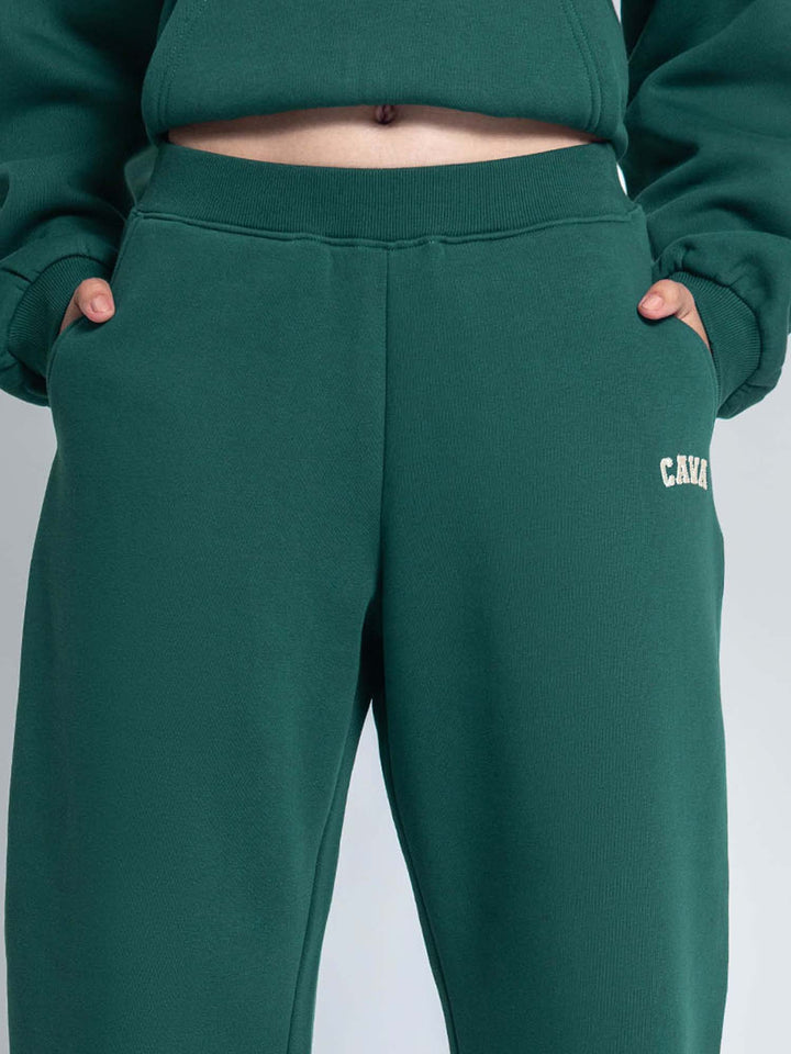 Dark Green Fleece Barrel Joggers