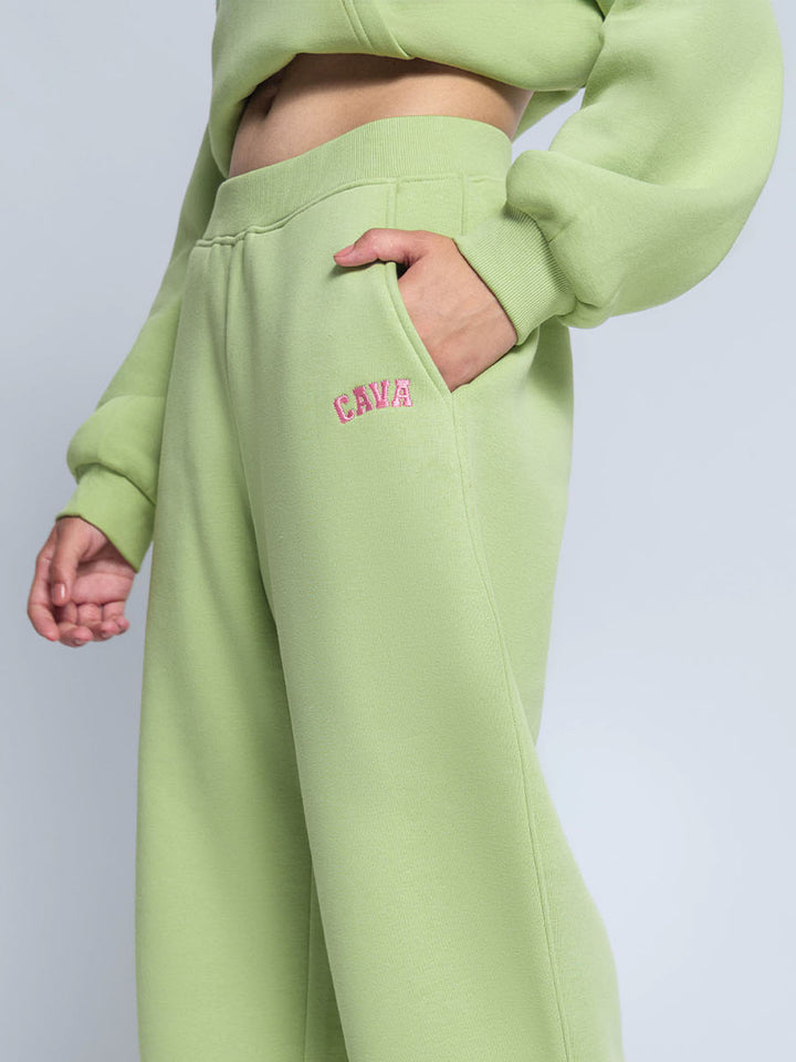Light Green Fleece Barrel Joggers