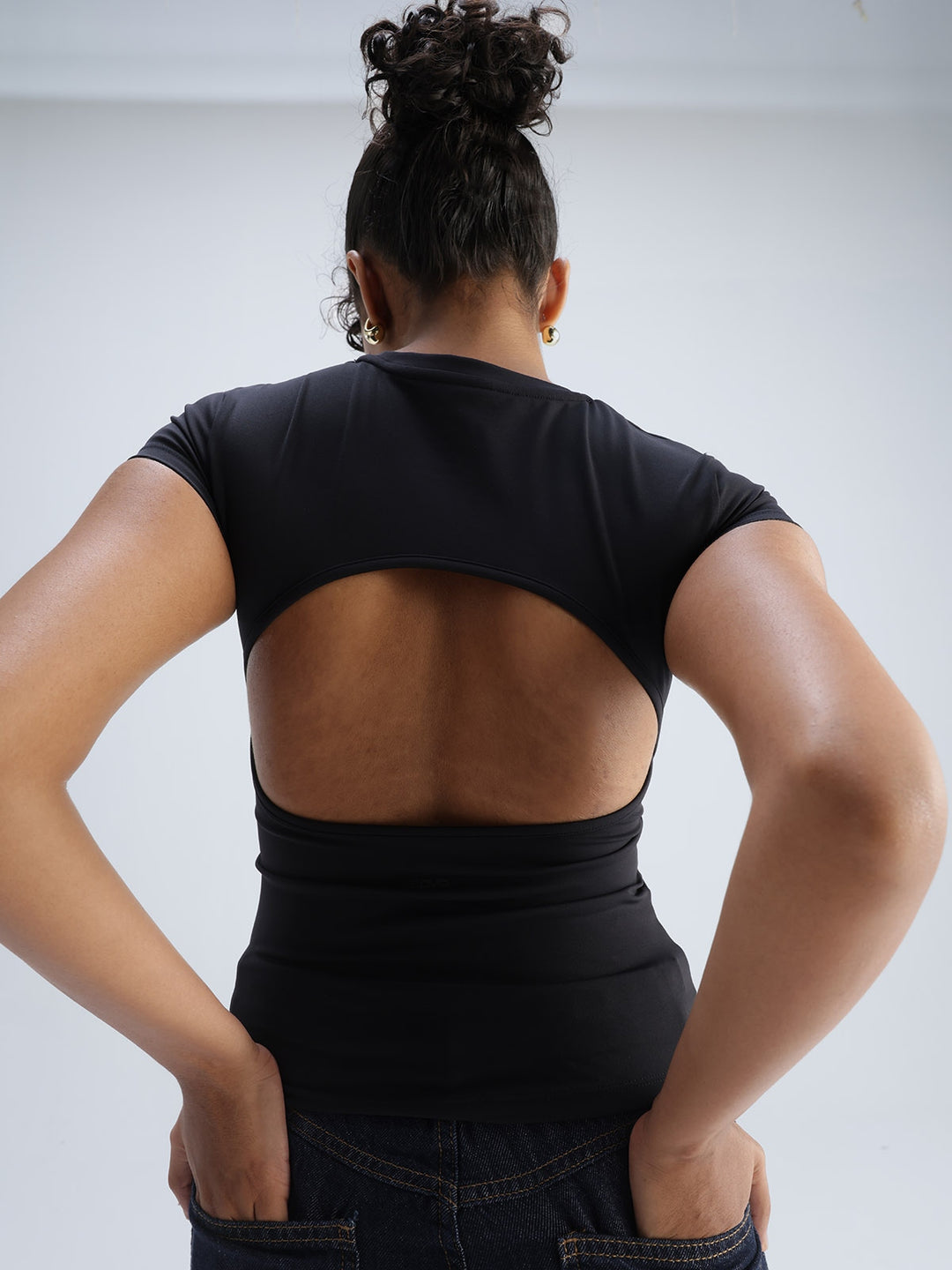Black Sleek Backless Built-in Top