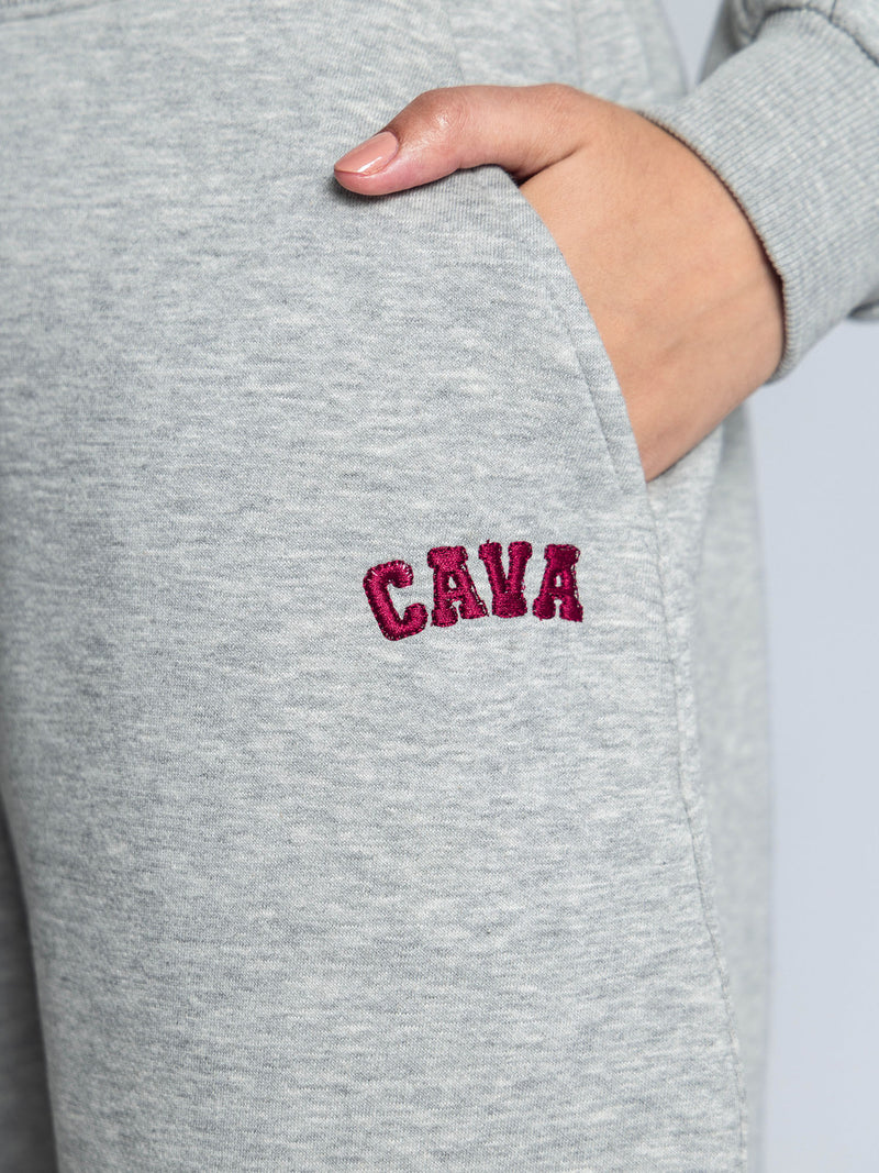 Grey Melange Fleece Barrel Joggers