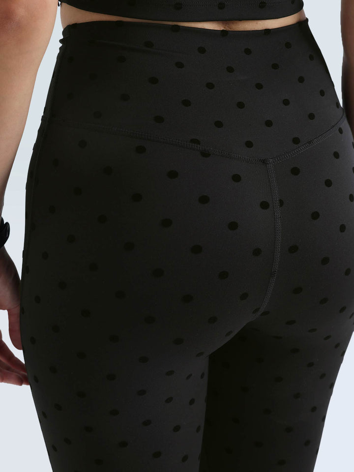 Black Polka Ruched Capri