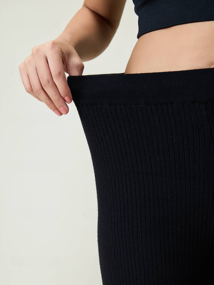 Black Rib-knit Trousers
