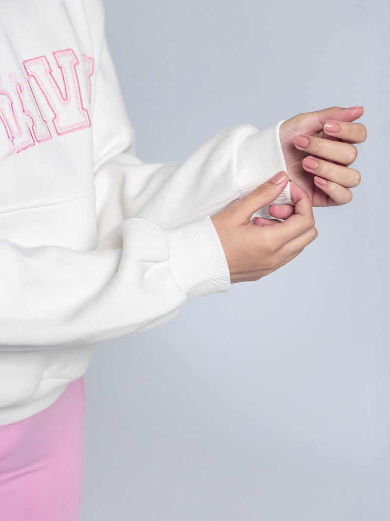 White Fleece Oversized Hoodie