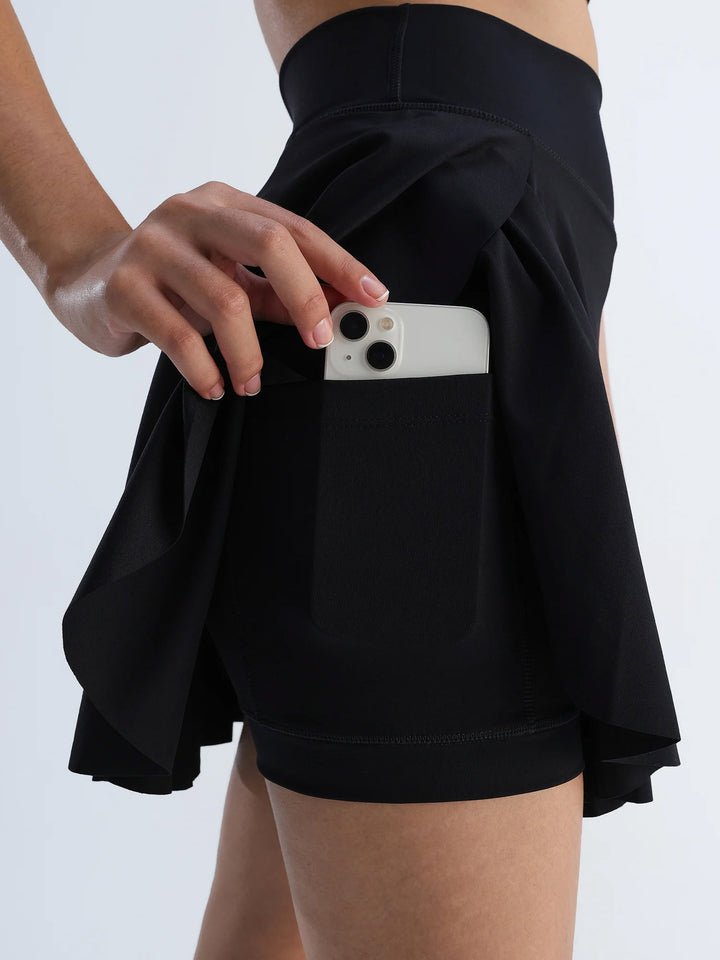 Black Swirl Tennis Skorts - Longer