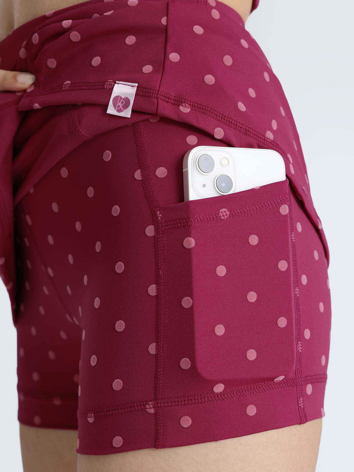 Berry Polka Soft Knot Skorts
