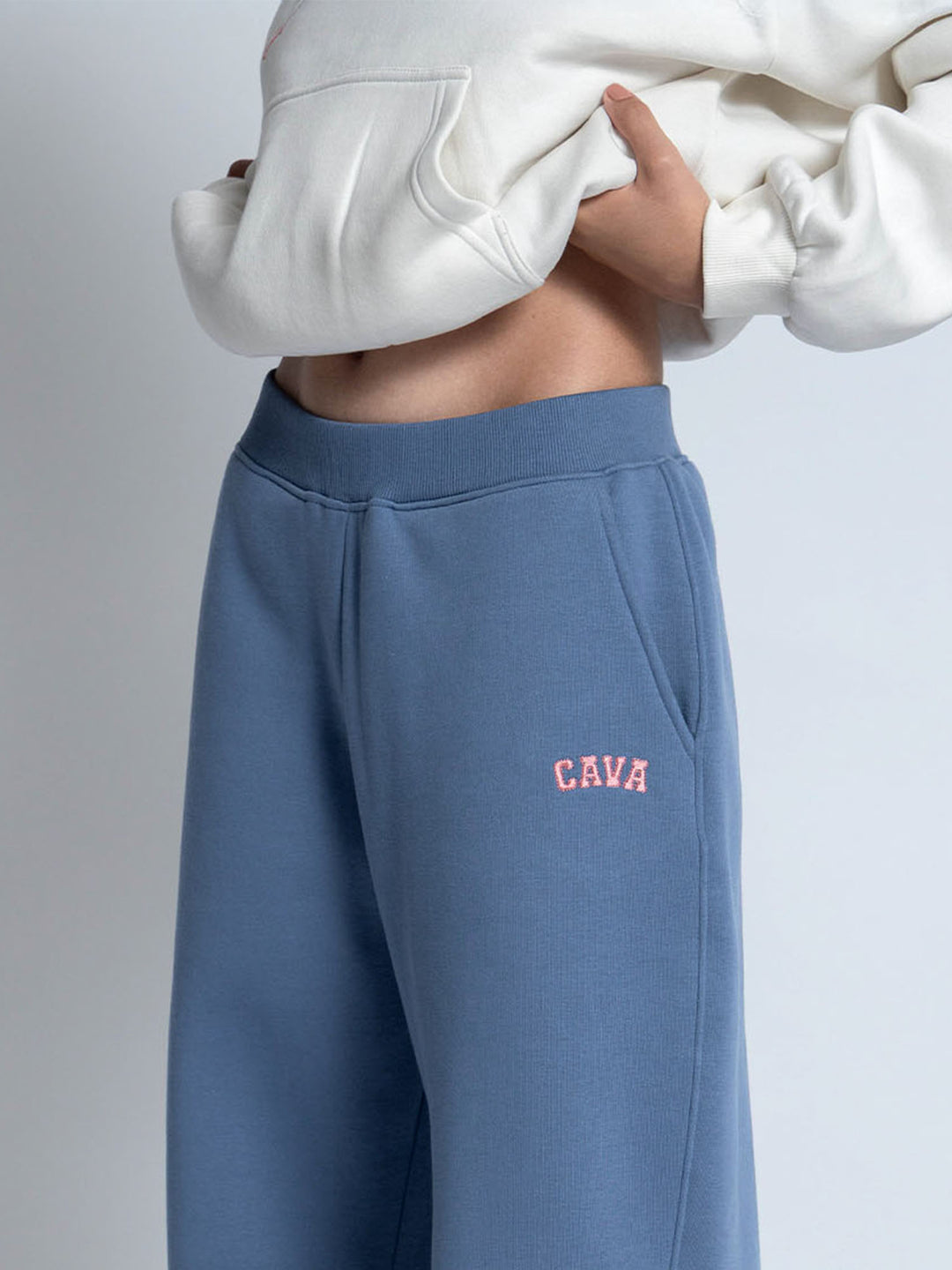 Blue Fleece Barrel Joggers