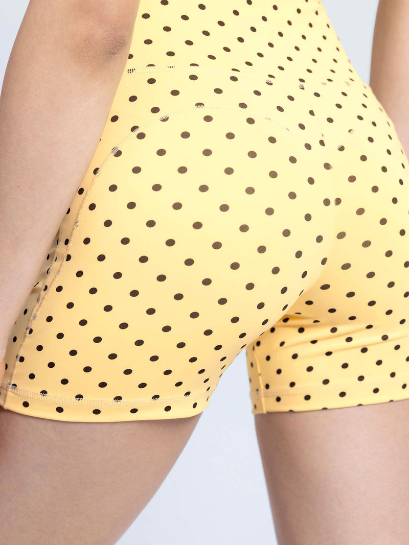 Butter Yellow Polka Contour Booty Shorts