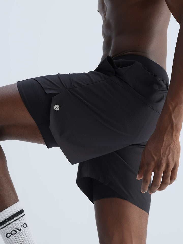 Black 5" Double Layer Rift Shorts