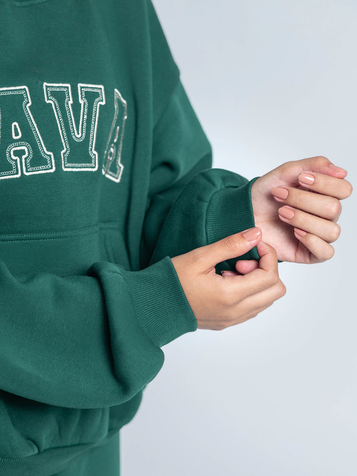 Dark Green Fleece Oversized Hoodie