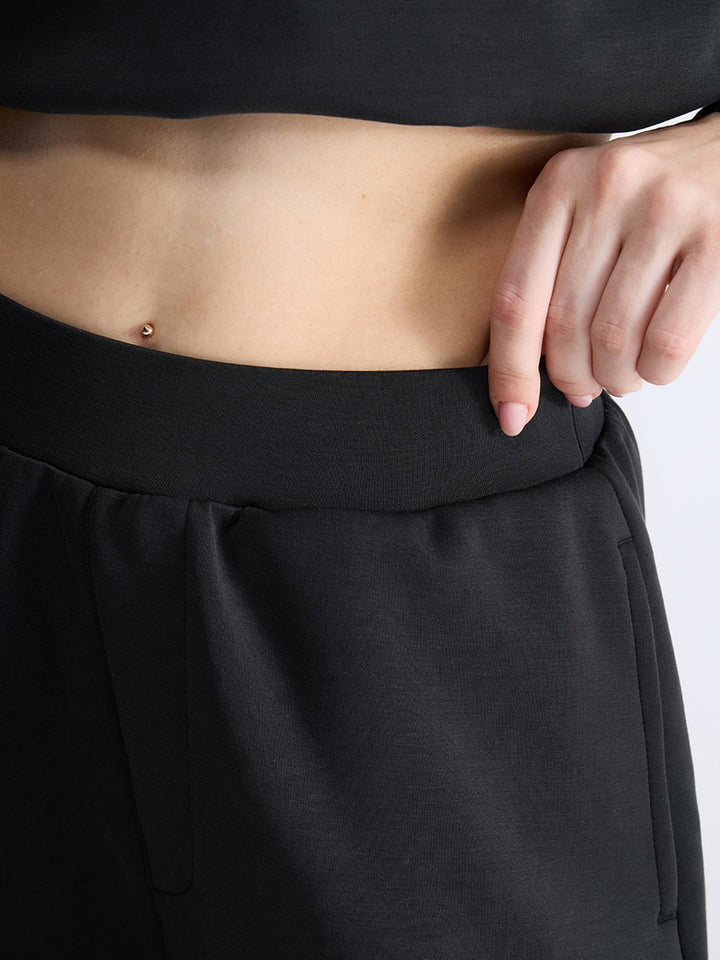 Black Mello Wide Leg Joggers - Women