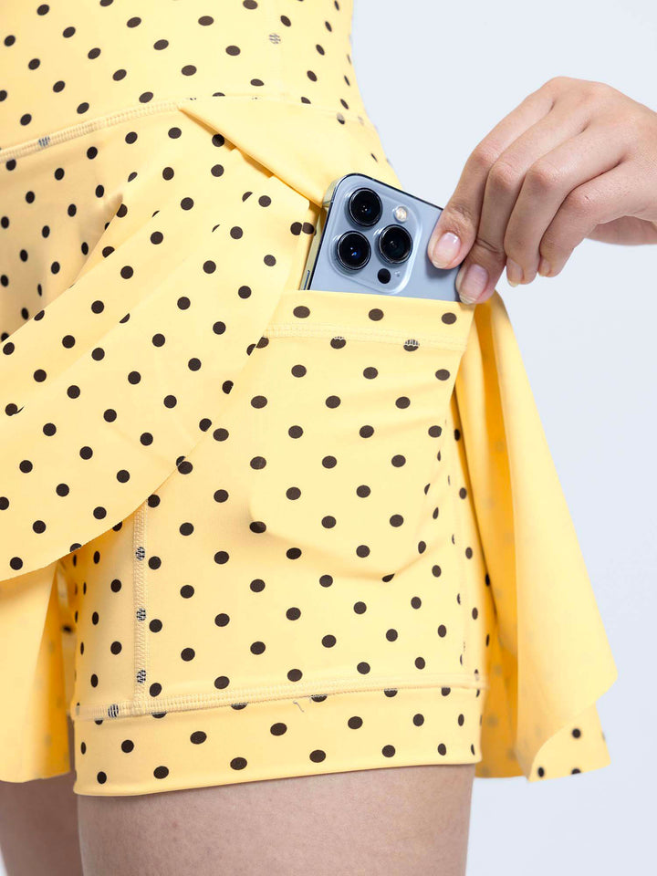 Butter Yellow Polka Swirl Tennis Skorts
