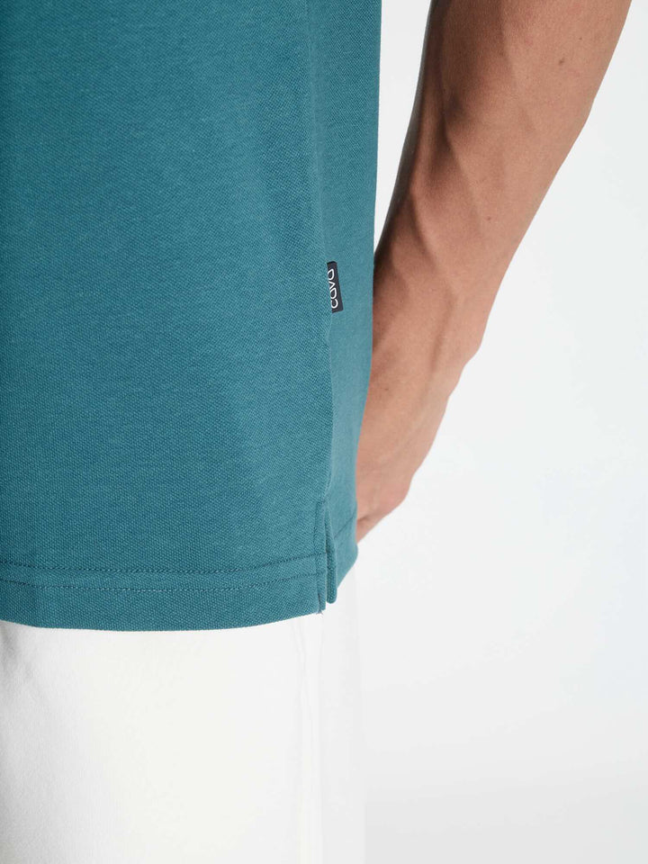 Teal Urban Zipper Polo