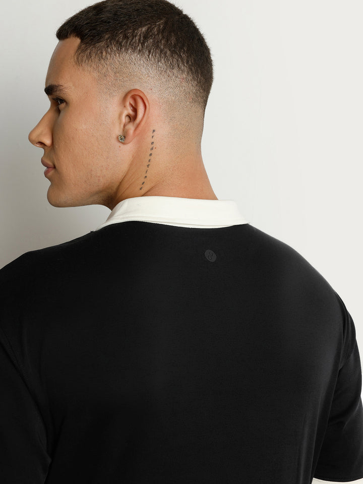Black Contrast Collar Polo