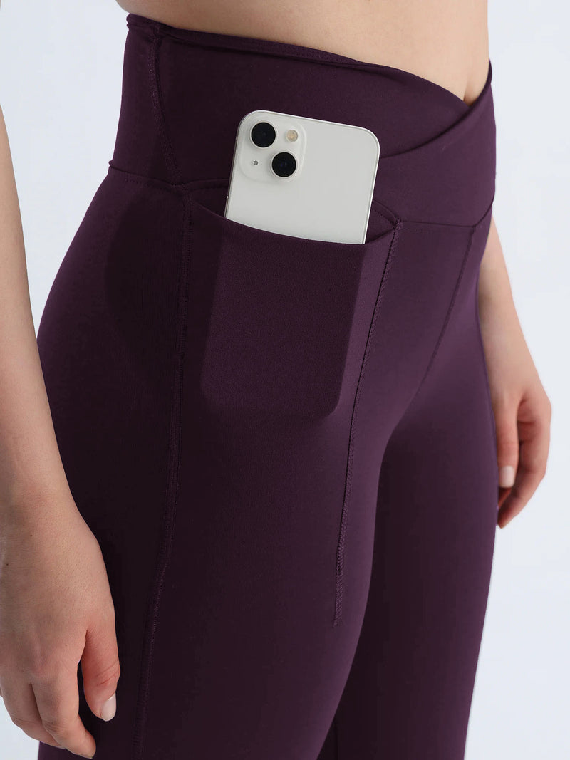 Wine Hourglass Flared Leggings