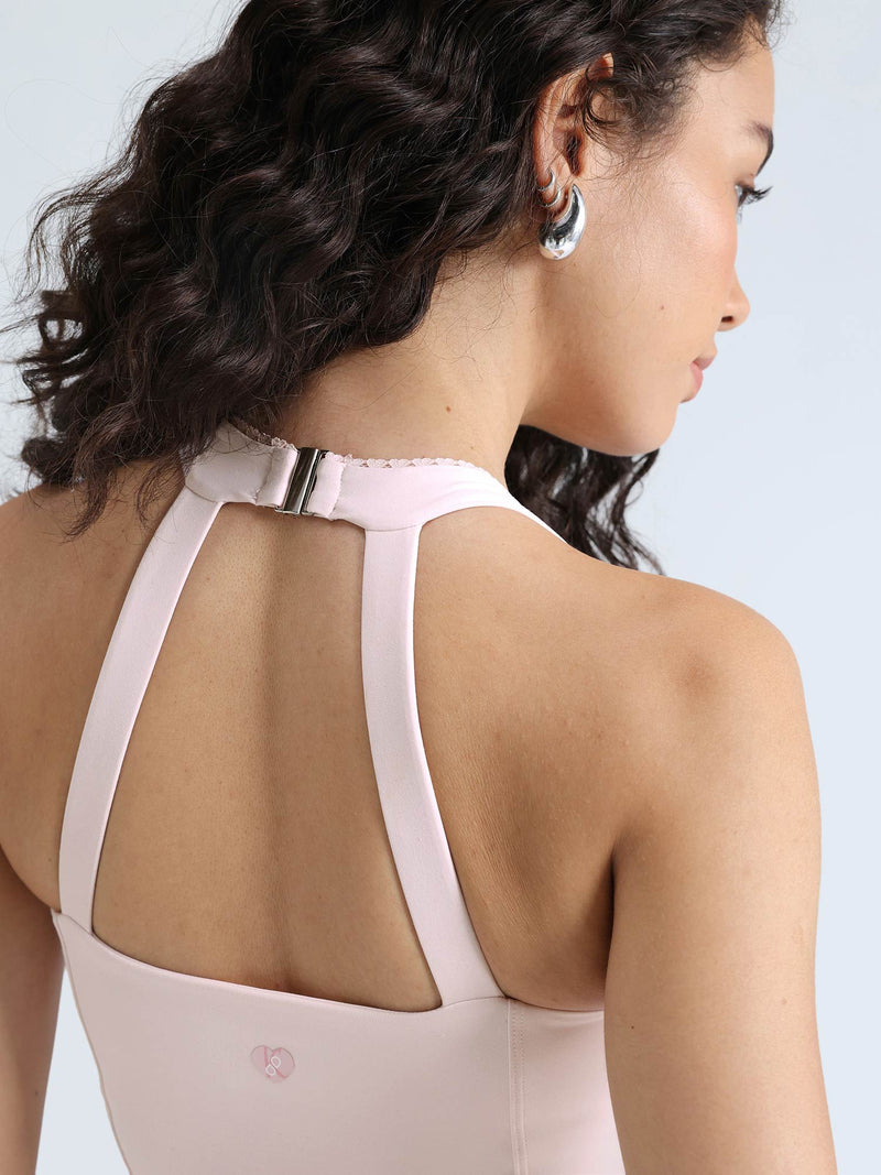 Blush Lace Trim Halter Tank