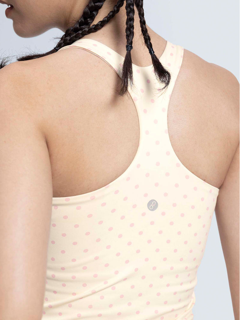 Ivory  Polka Racerback Tank