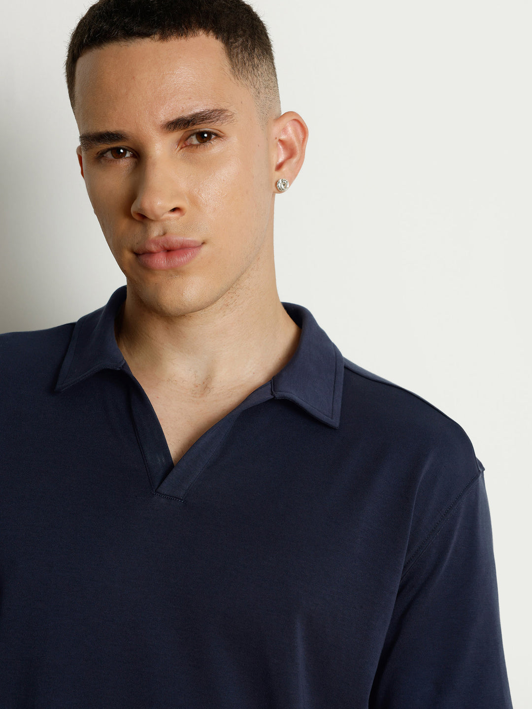 Navy Solid Collar Polo