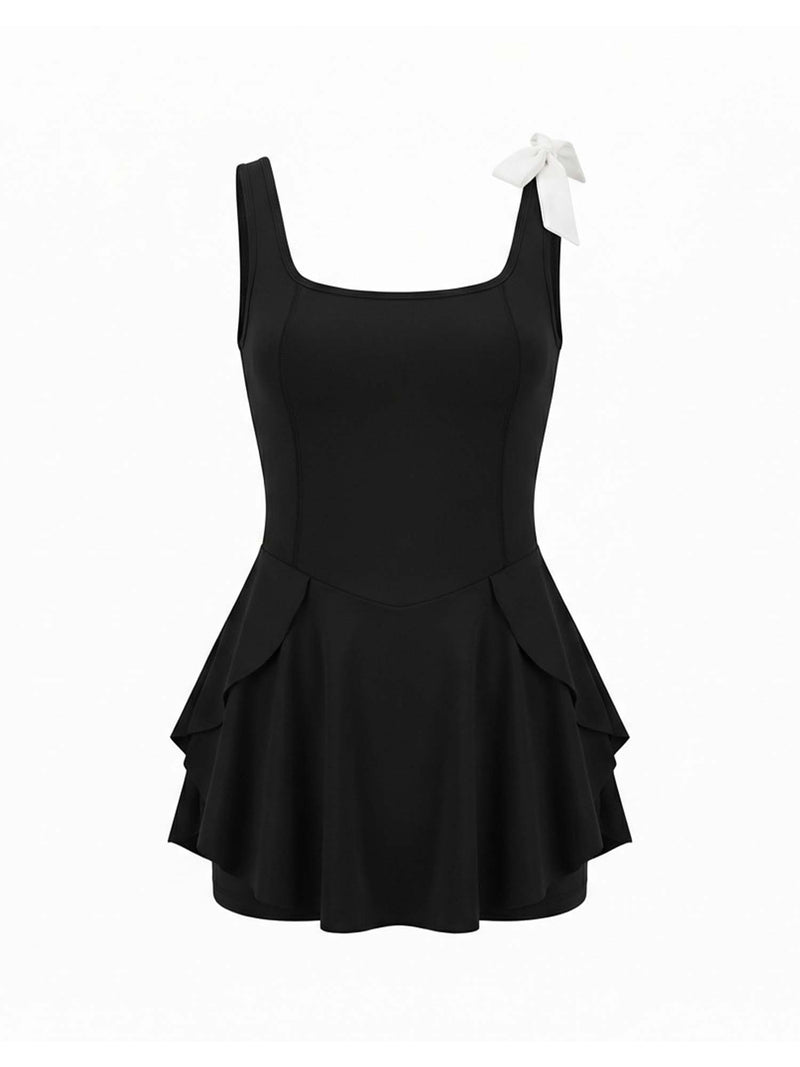 Black Swirl Swim Dress