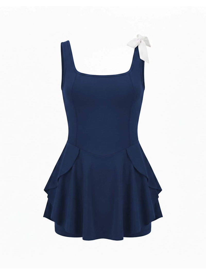 Navy Swirl Swim Dress
