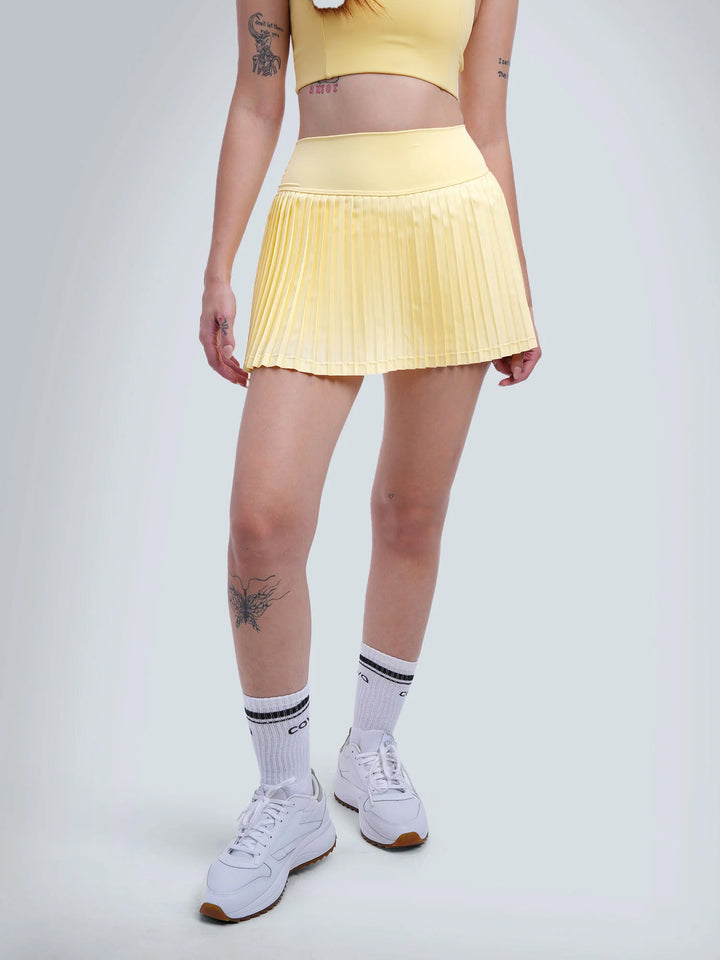 Butter Yellow Plie Pleated Skort