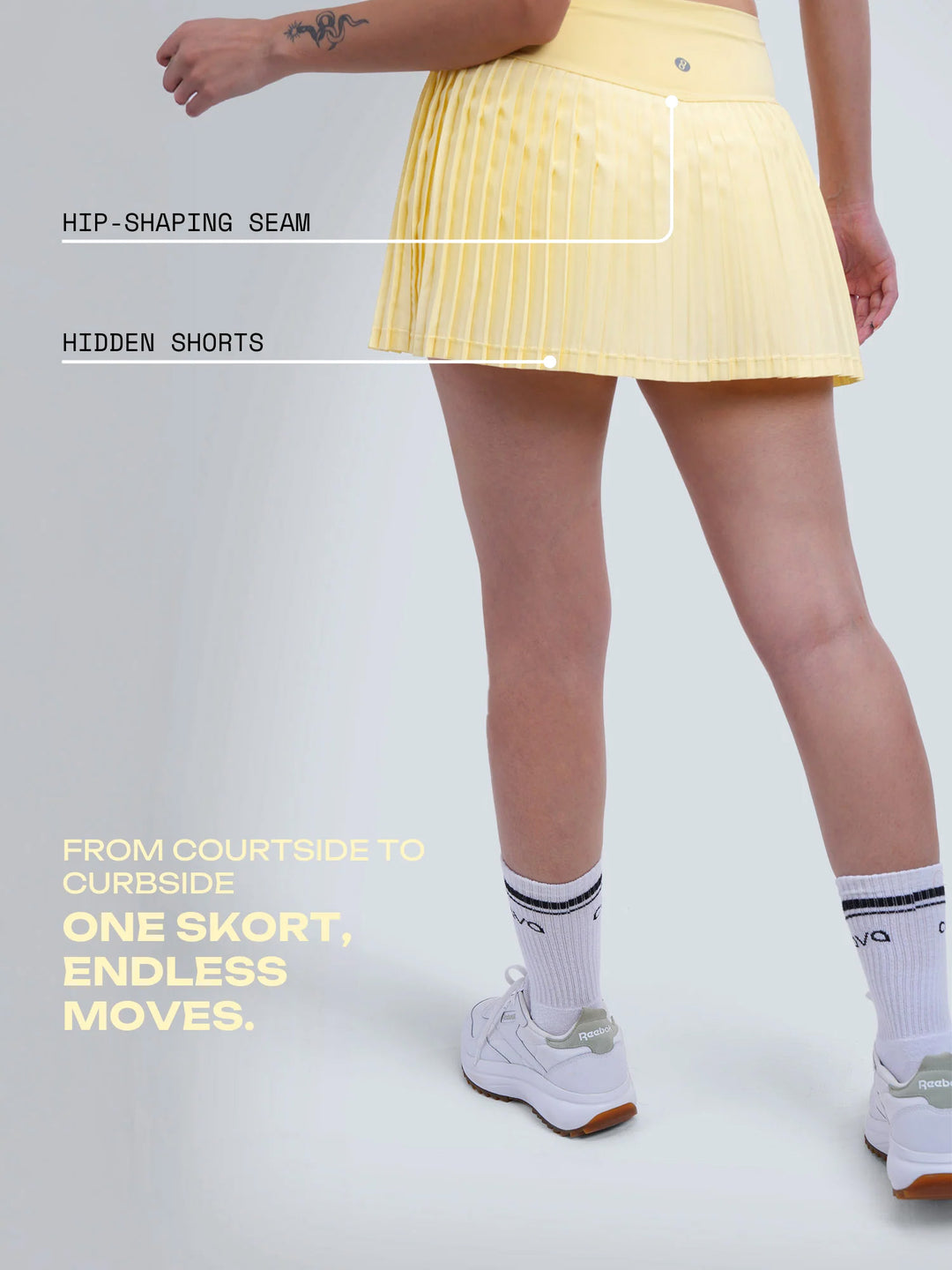 Butter Yellow Plie Pleated Skort