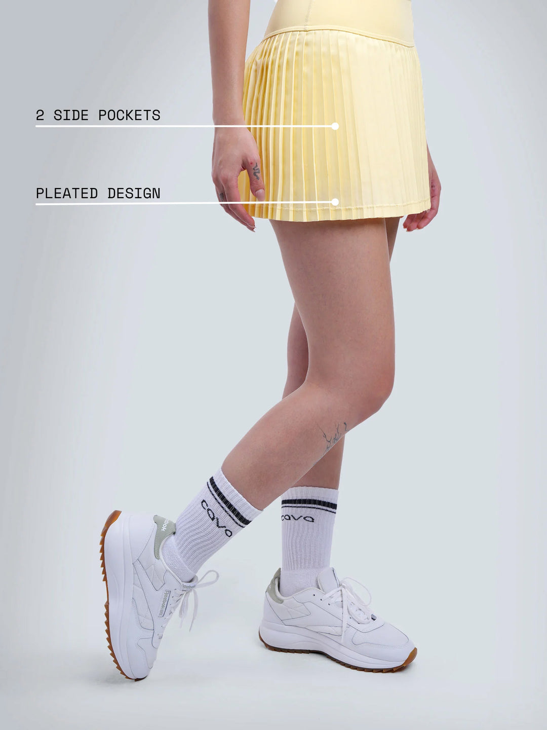 Butter Yellow Plie Pleated Skort