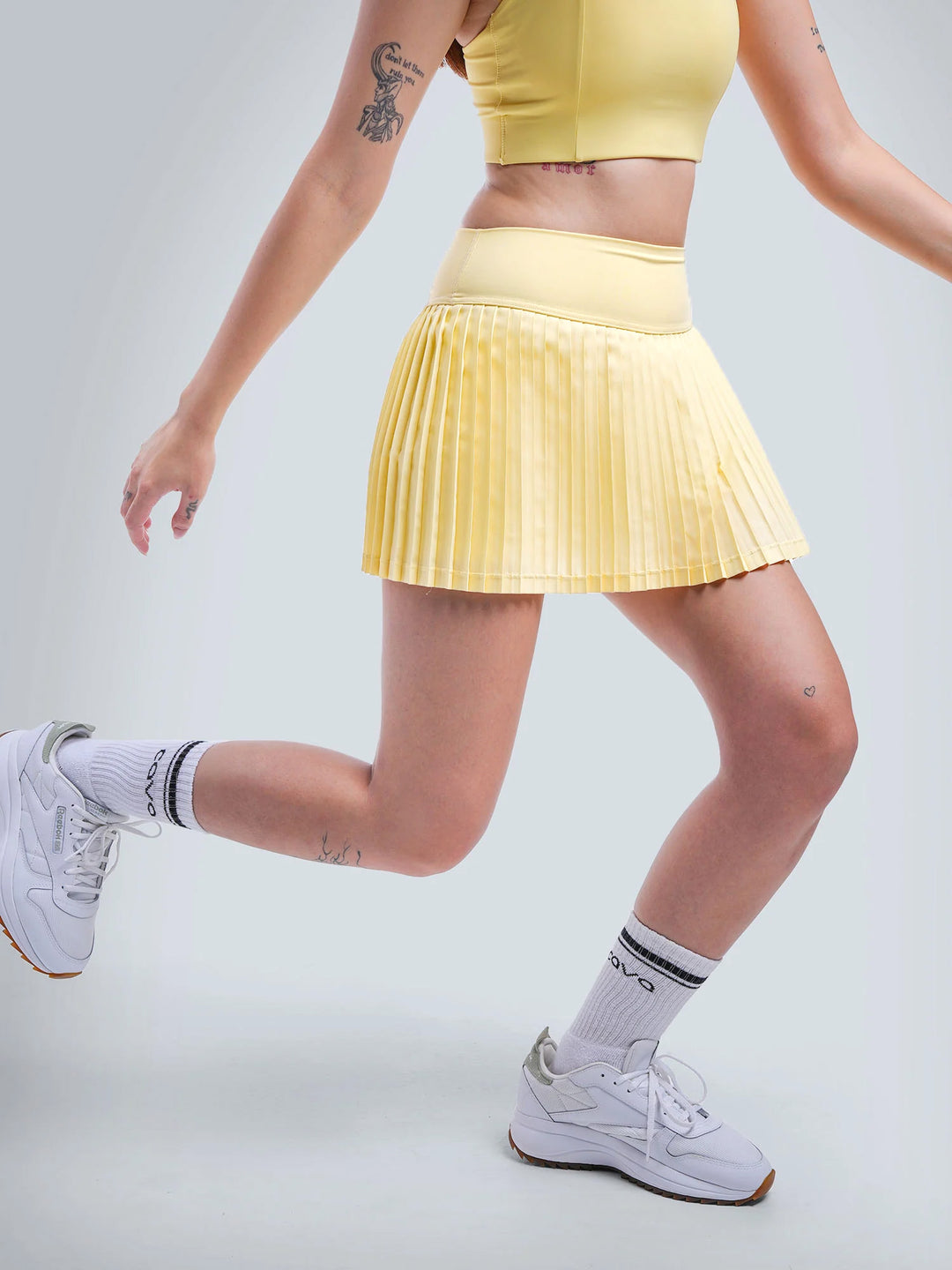 Butter Yellow Plie Pleated Skort