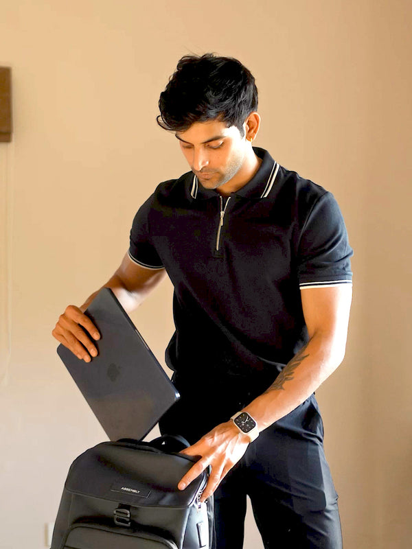 Black Urban Zipper Polo