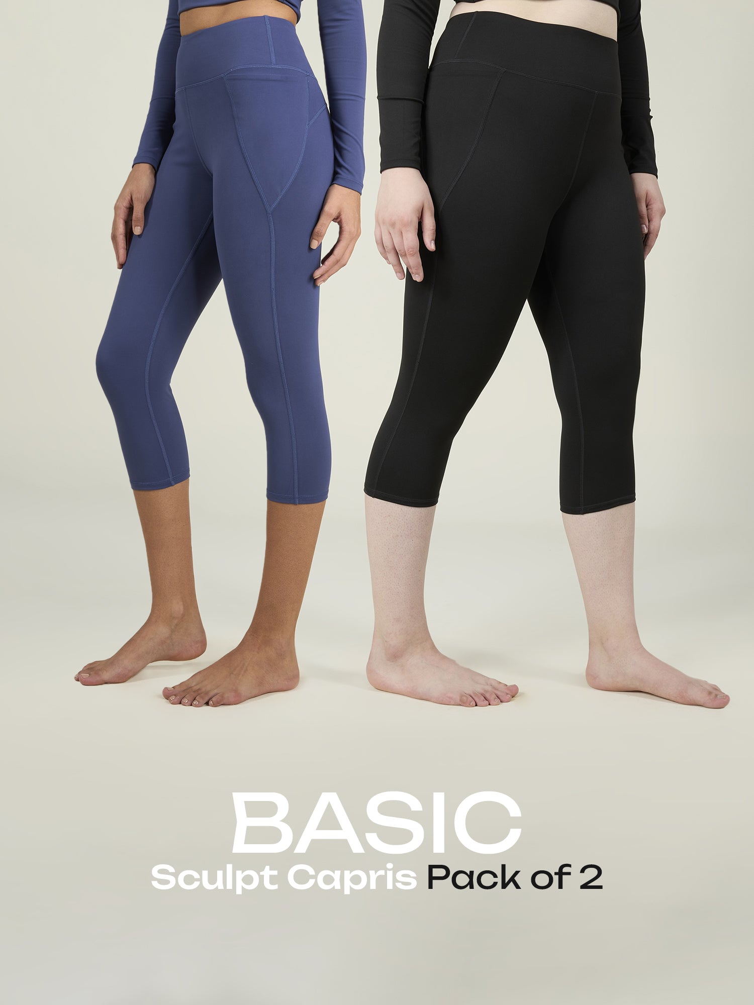 Basic Sculpt Capris - Pack of 2 – CAVA Athleisure Pvt Ltd