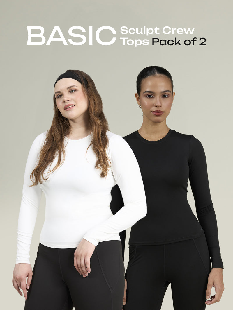 Basic Sculpt Crew Tops - Pack of 2