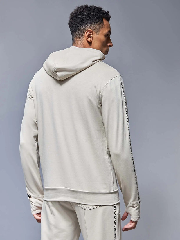 Beige Branded Tape Hoodie CAVA athleisure
