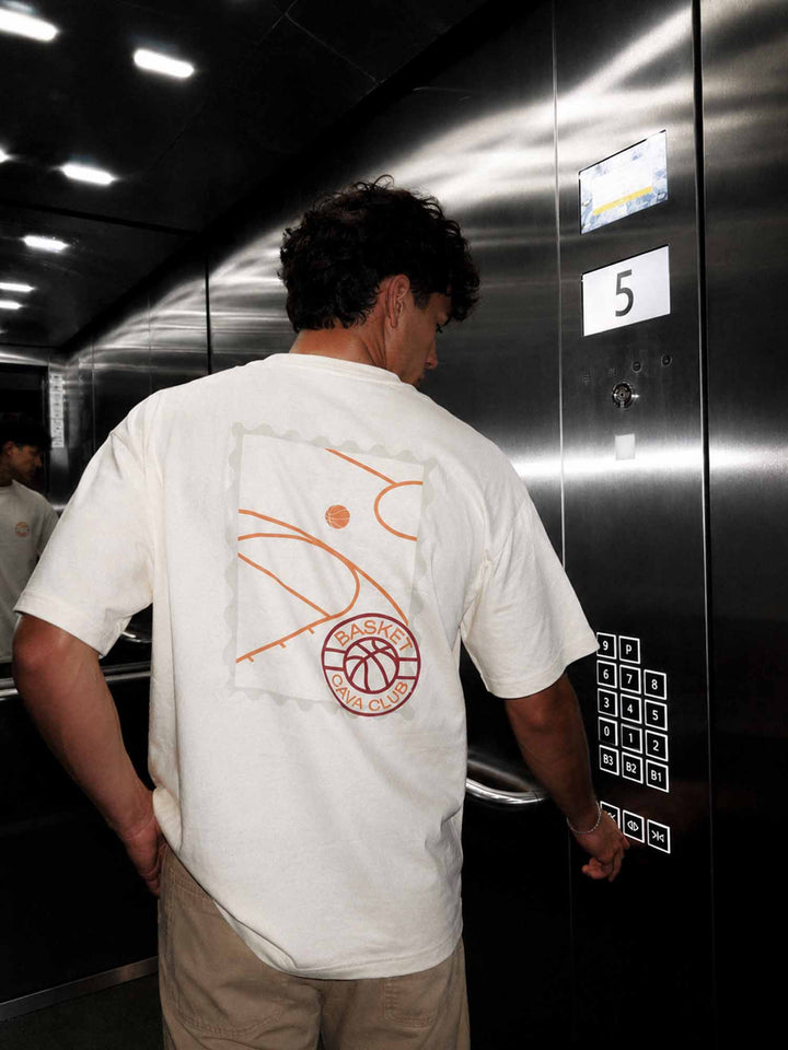 Beige Certified Hoopers Oversized Printed Tee - Men