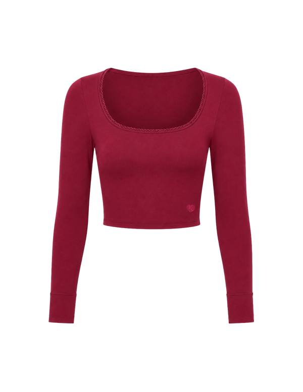 Berry Lace Scoop Neck Top