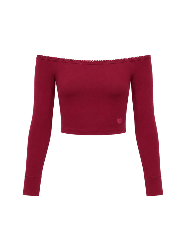 Berry Lace Off-Shoulder Top