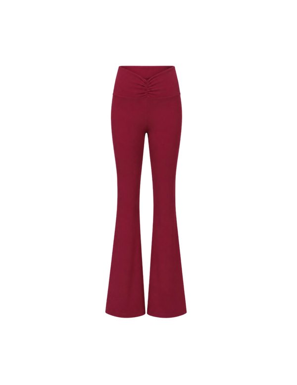 Berry Ruched Flared Leggings