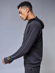 Black Branded Tape Hoodie CAVA athleisure
