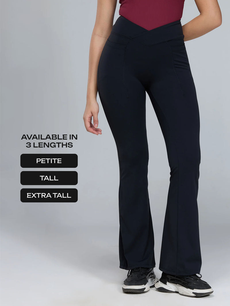 Obsidian Black Extra Tall Hourglass Flared Leggings