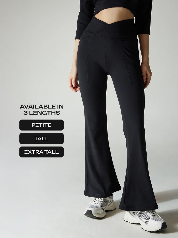 Obsidian Black Petite Hourglass Flared Leggings