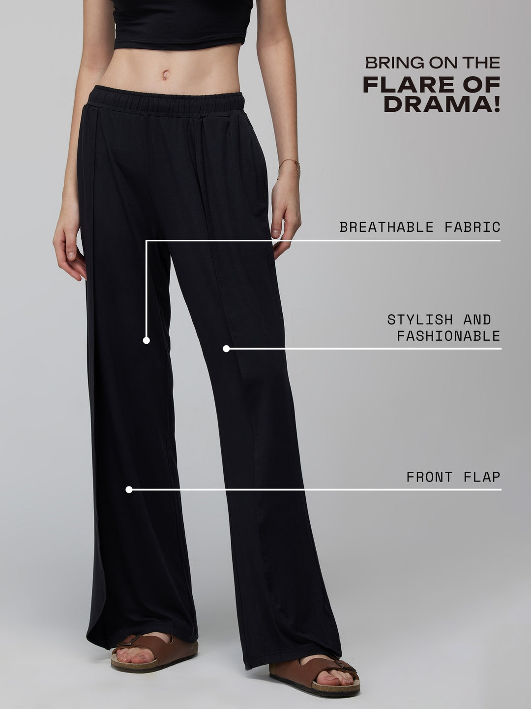 Black Ease Flare Pants